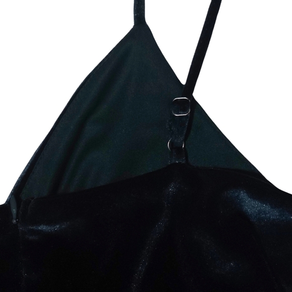 She + Sky Stretch Emerald Green Velvet Mini Dress Medium - Picture 9 of 9